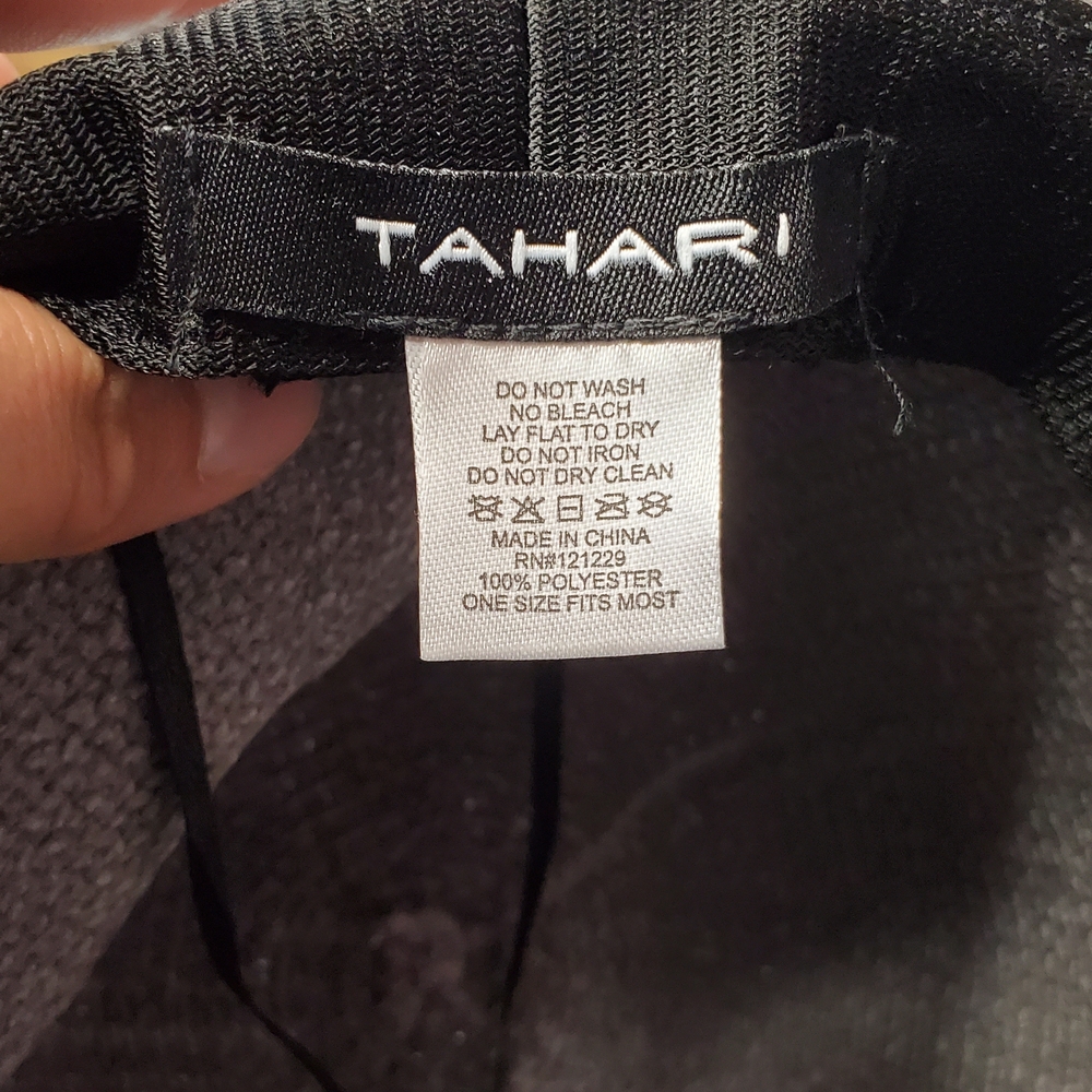 Tahari Women’s Wide Brim Sun Hat - Light Mauve with Black Tie - Picture 2 of 5